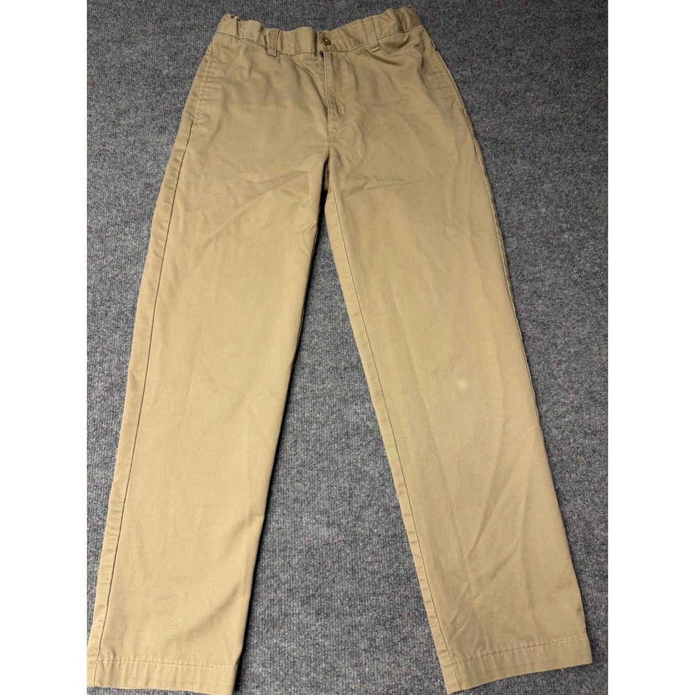 Lands' End Boys Khaki Chino Pants Tan Size 18 Adjustable Waist Straight Leg